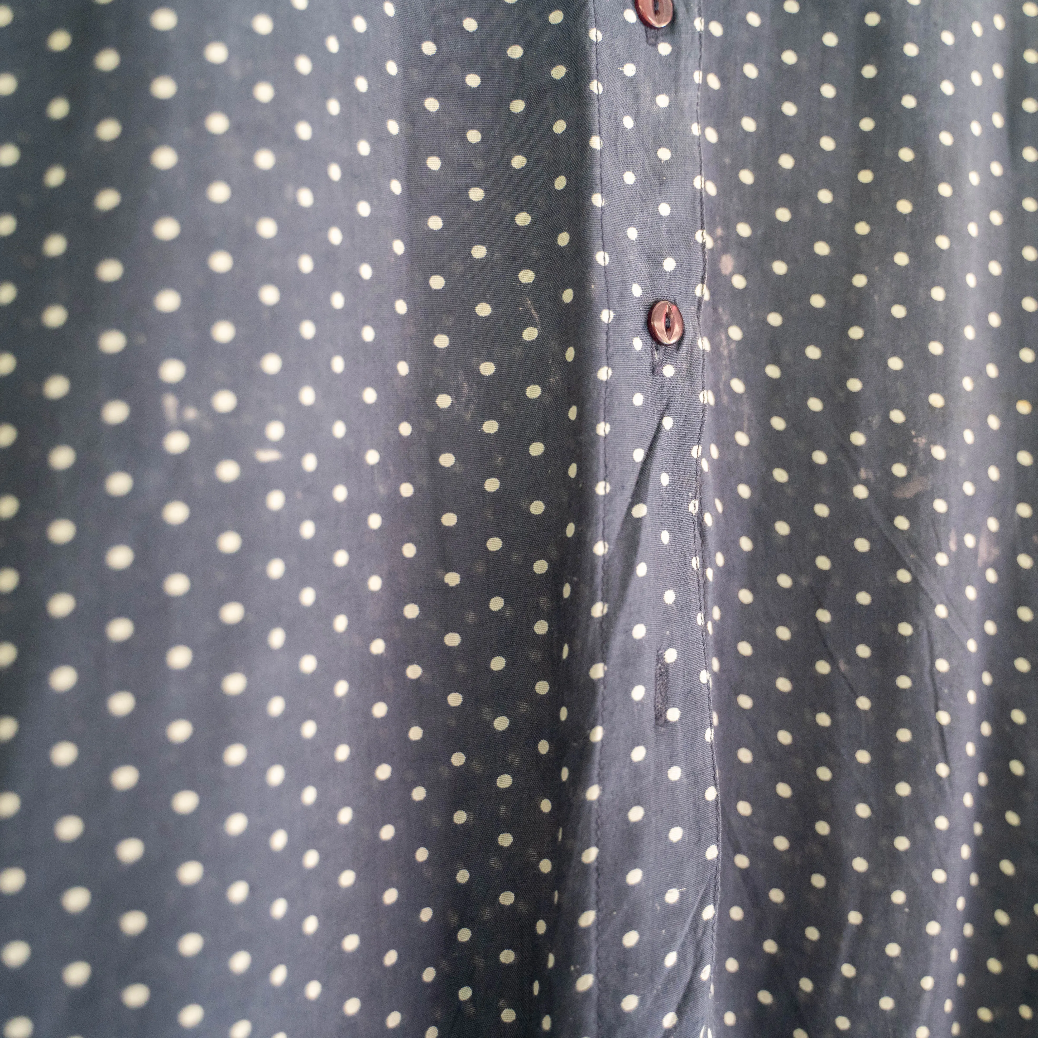 1980s navy base polka dot check all rayon shirt -good dirt-