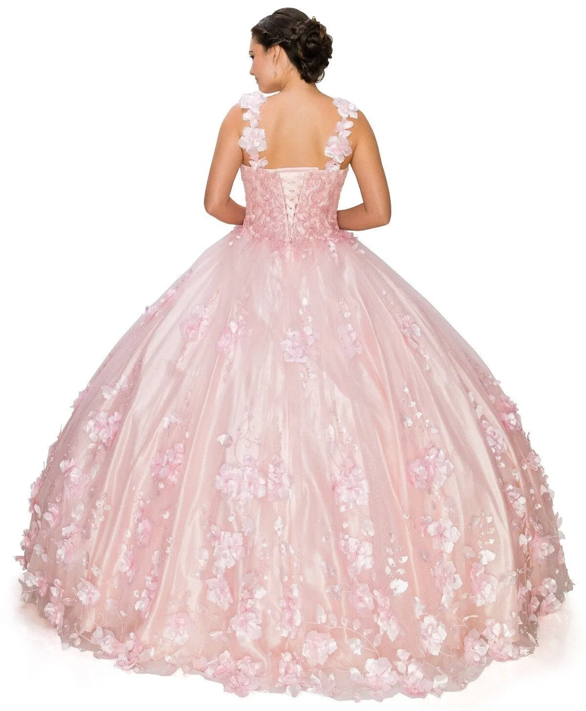 3D Floral Cape Ball Gown by Cinderella Couture 8030J