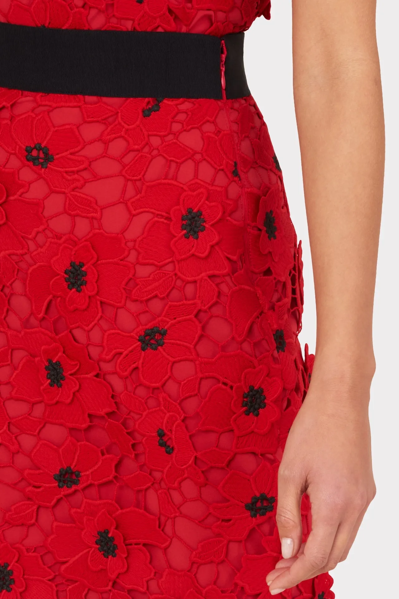 3D Poppy Floral Lace Modern Mini Skirt