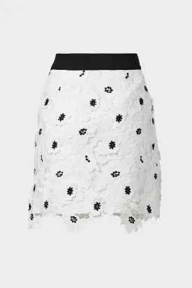 3D Poppy Floral Lace Modern Mini Skirt