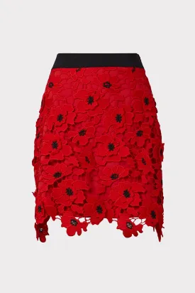 3D Poppy Floral Lace Modern Mini Skirt