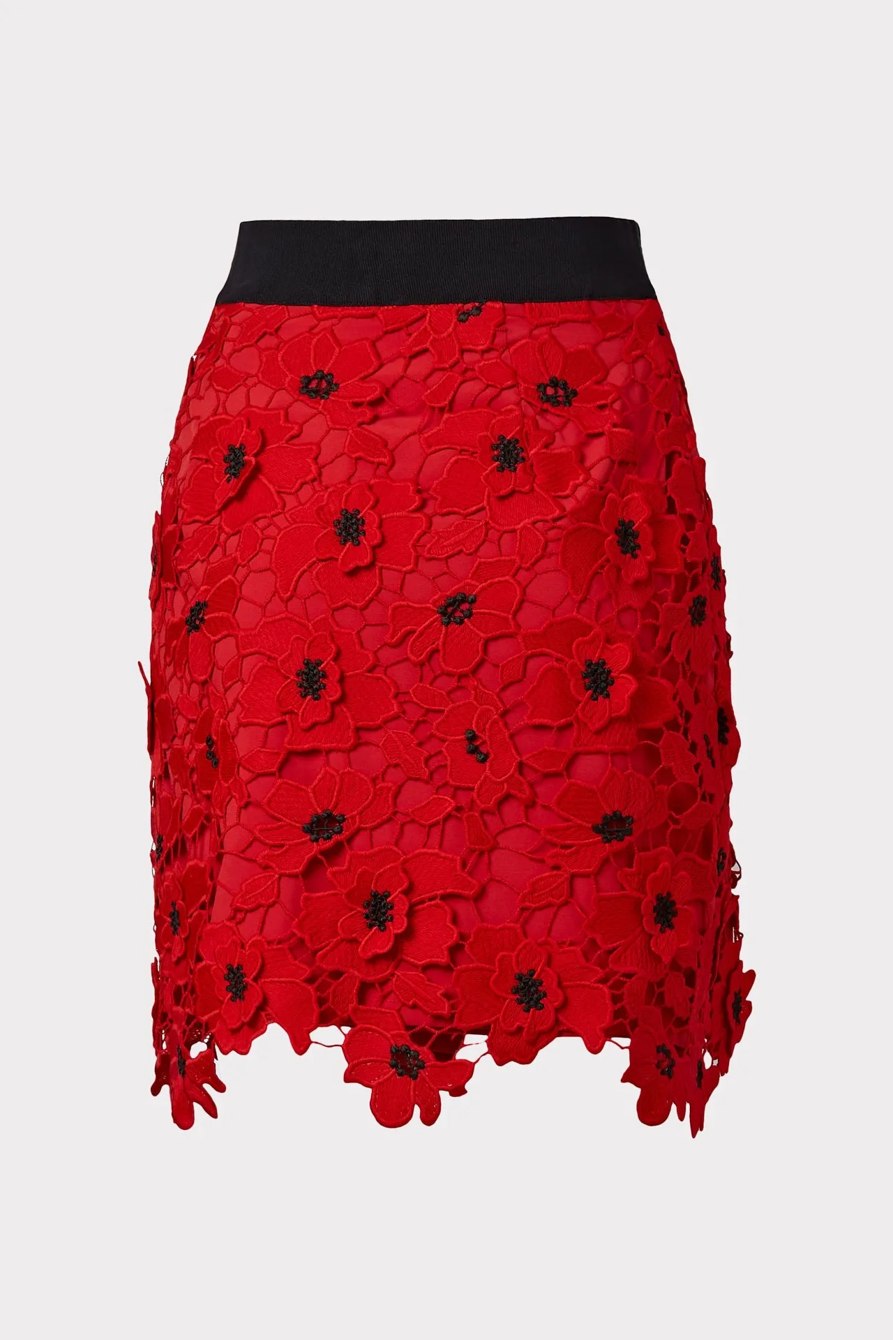 3D Poppy Floral Lace Modern Mini Skirt