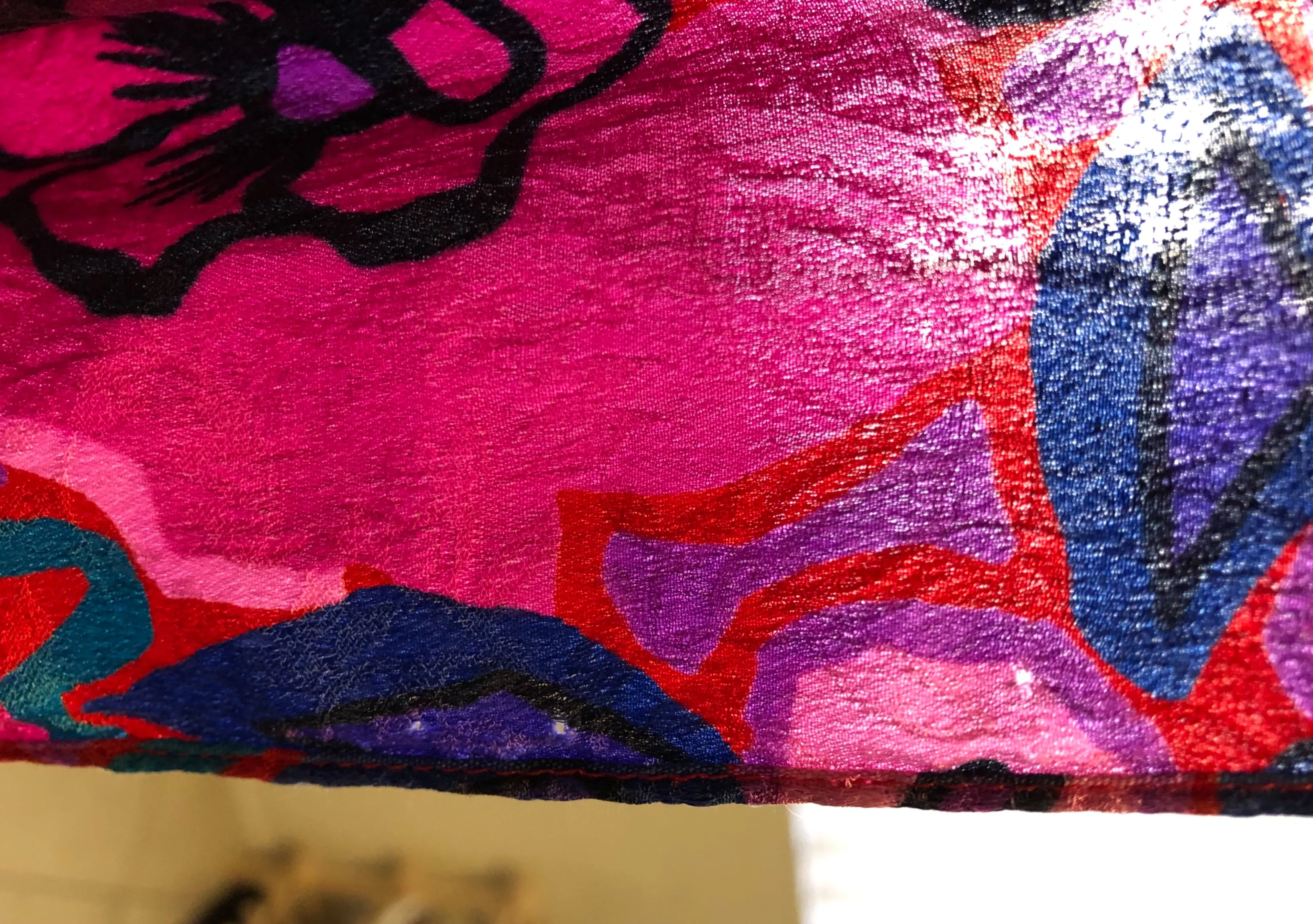 '80’s Hot Pink Abstract Floral Silk Skirt by Diane Freis