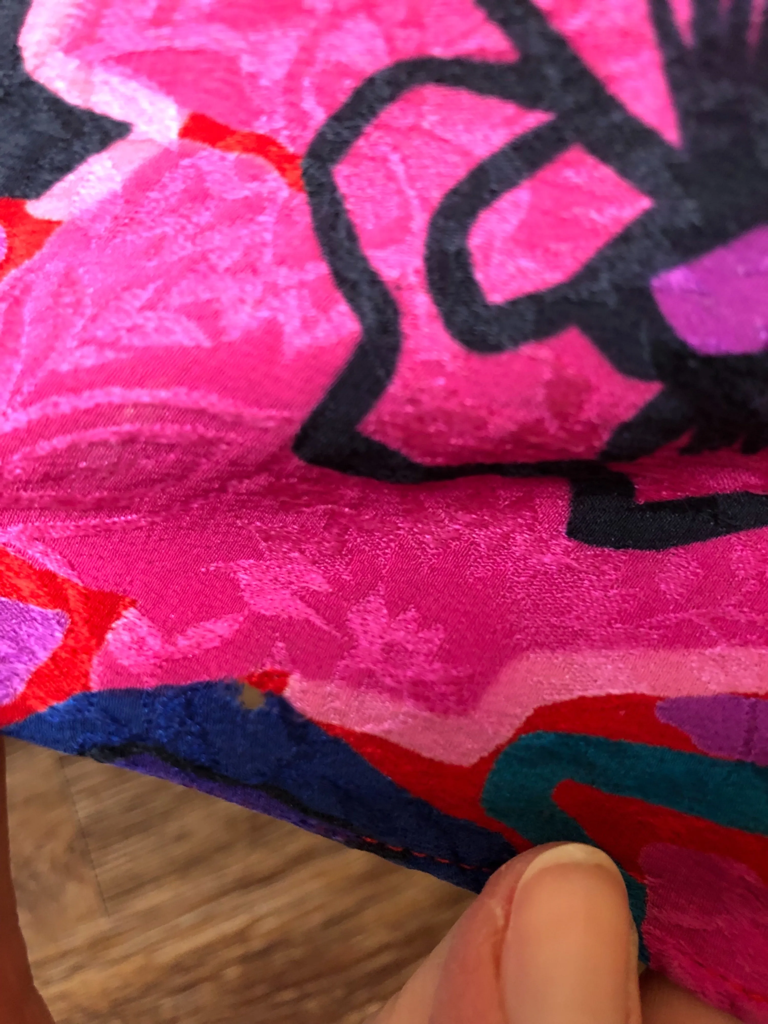 '80’s Hot Pink Abstract Floral Silk Skirt by Diane Freis