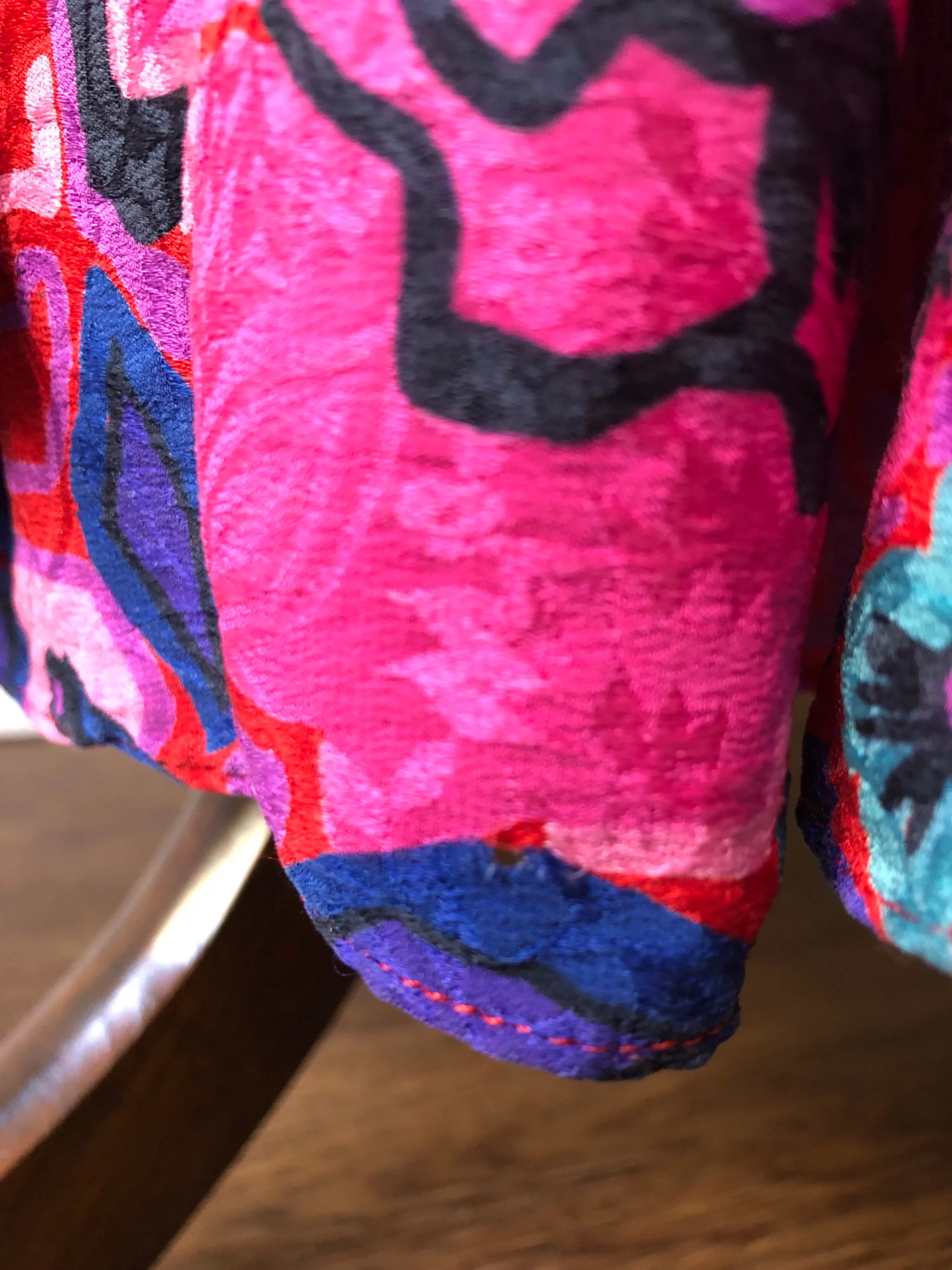 '80’s Hot Pink Abstract Floral Silk Skirt by Diane Freis