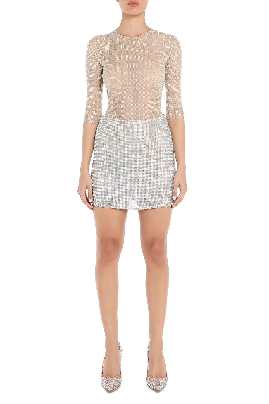 A-Line Crystal Mini Skirt