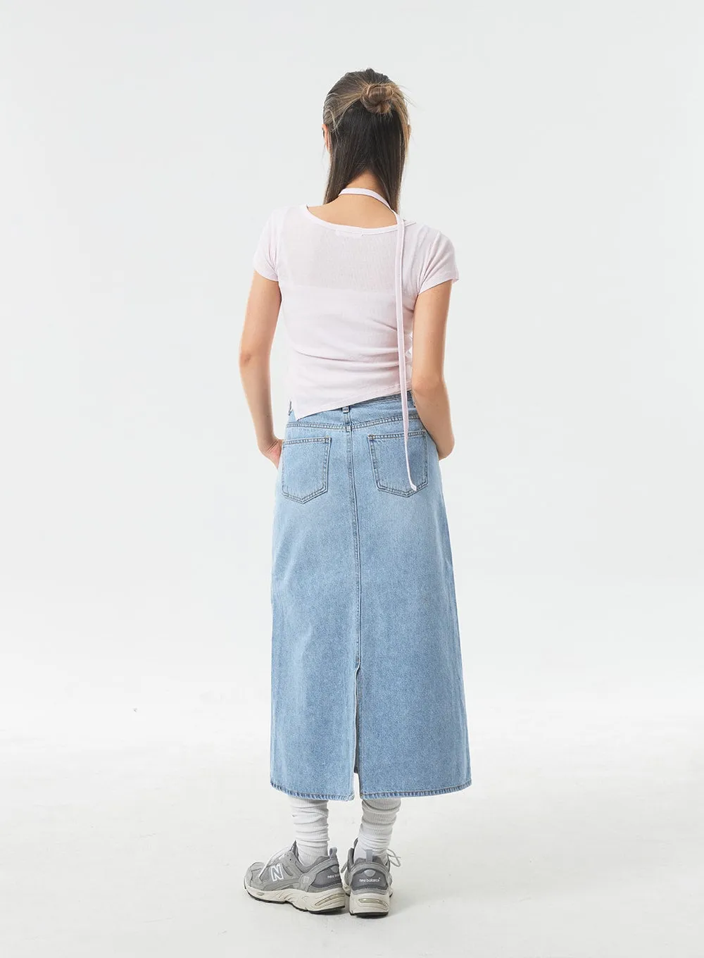 A-Line Denim Maxi Skirt CA303