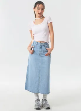 A-Line Denim Maxi Skirt CA303