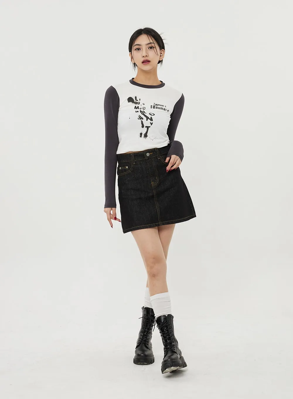 A-Line Denim Mini Skirt BF315