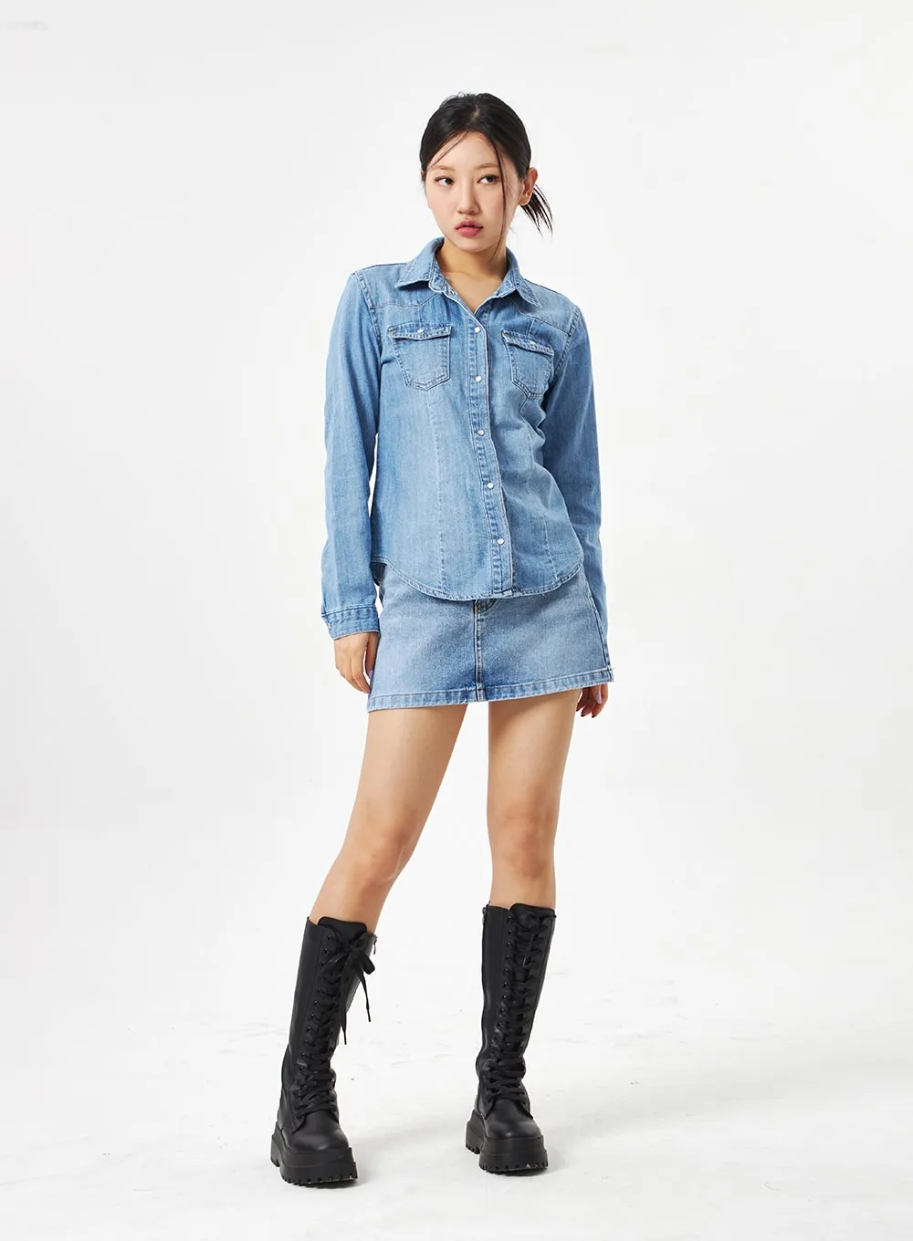 A-Line Denim Mini Skirt CA317