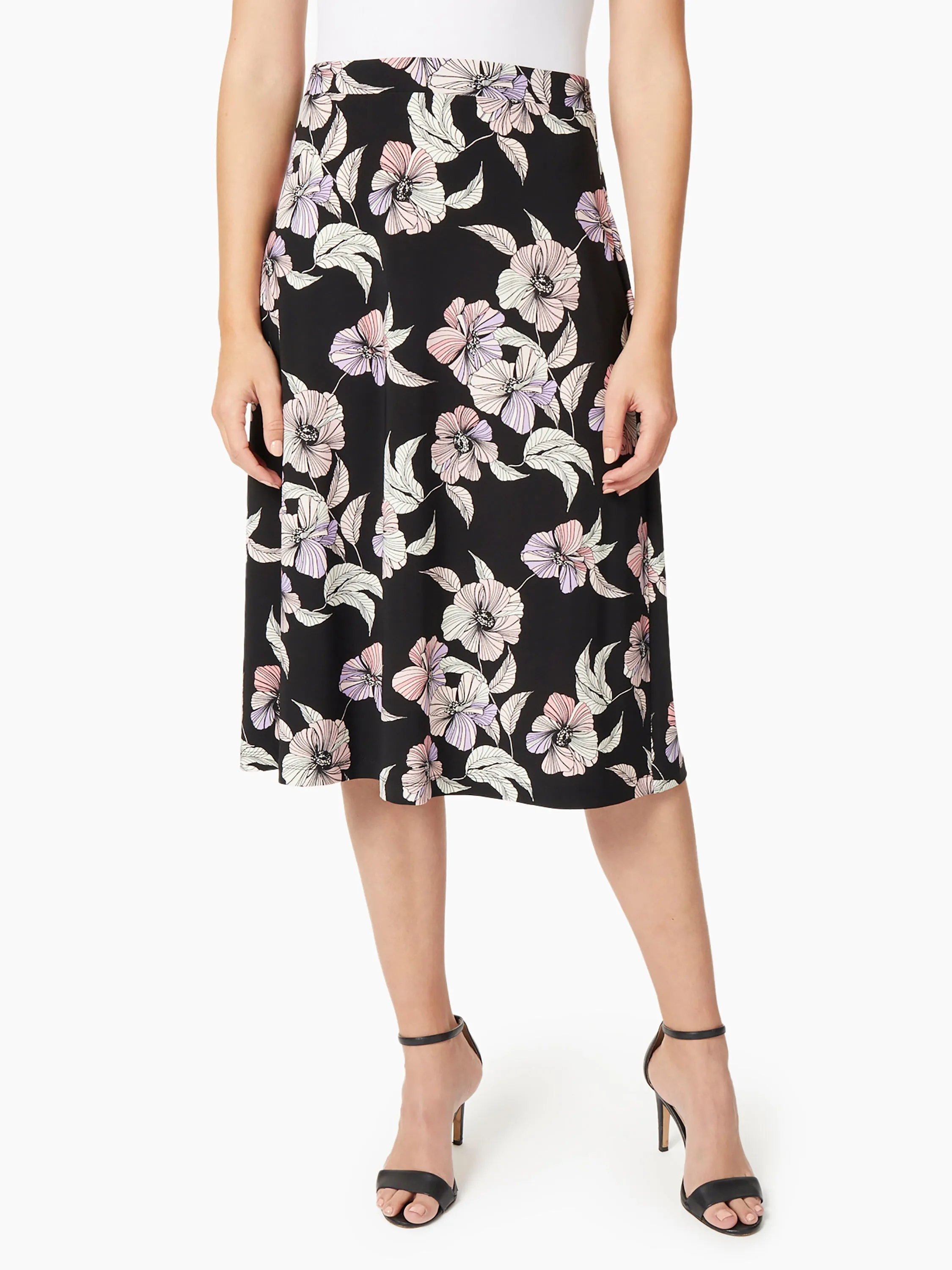 A-Line Jersey Knit Midi Skirt