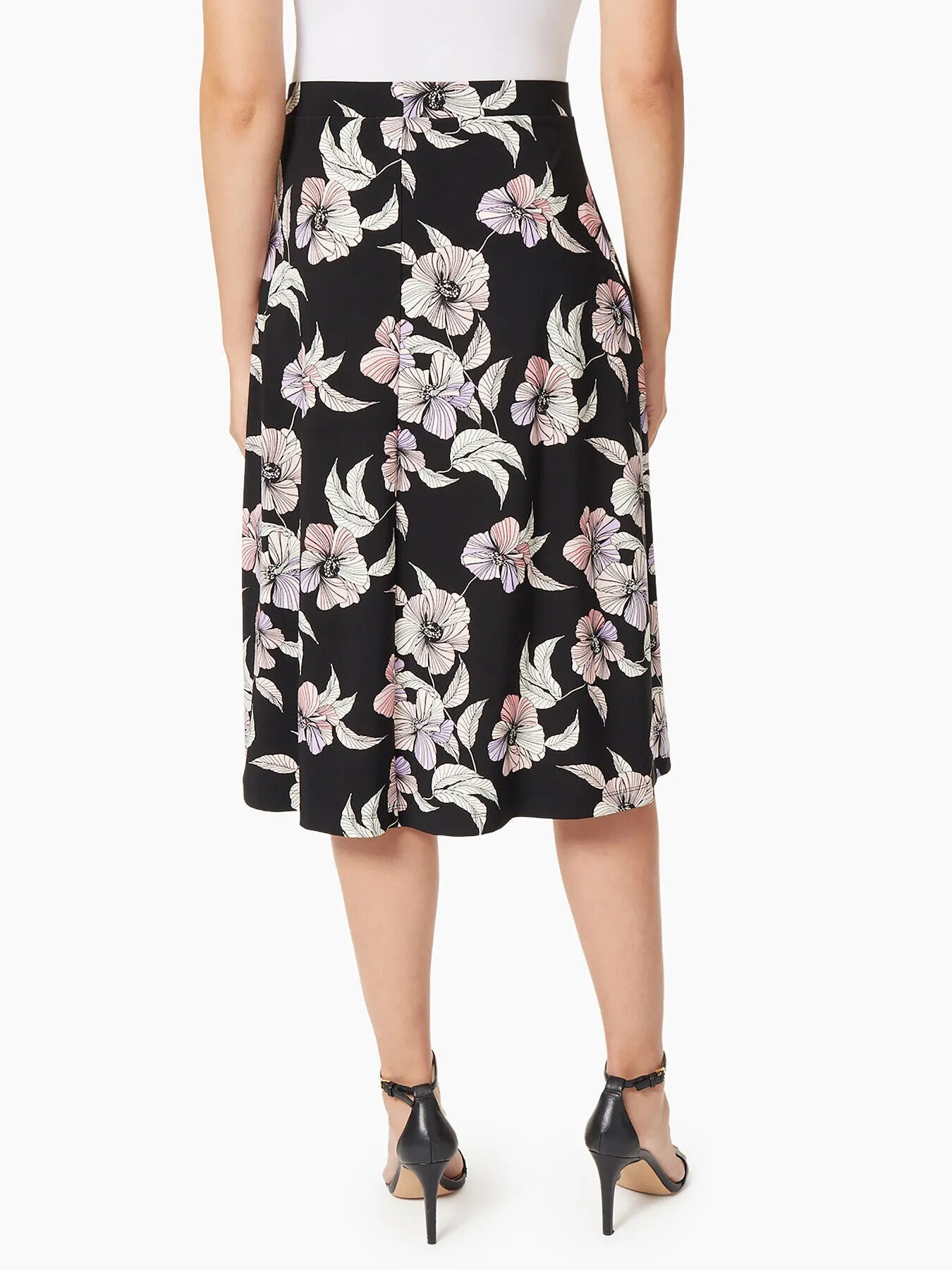 A-Line Jersey Knit Midi Skirt