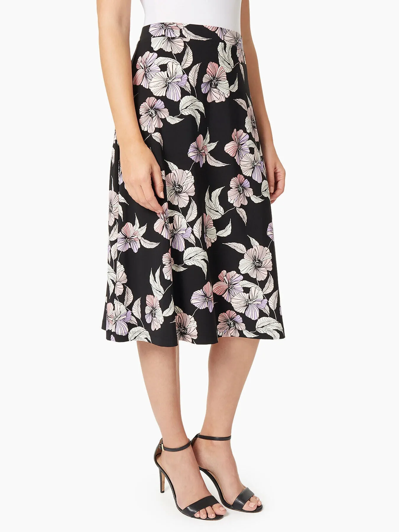 A-Line Jersey Knit Midi Skirt