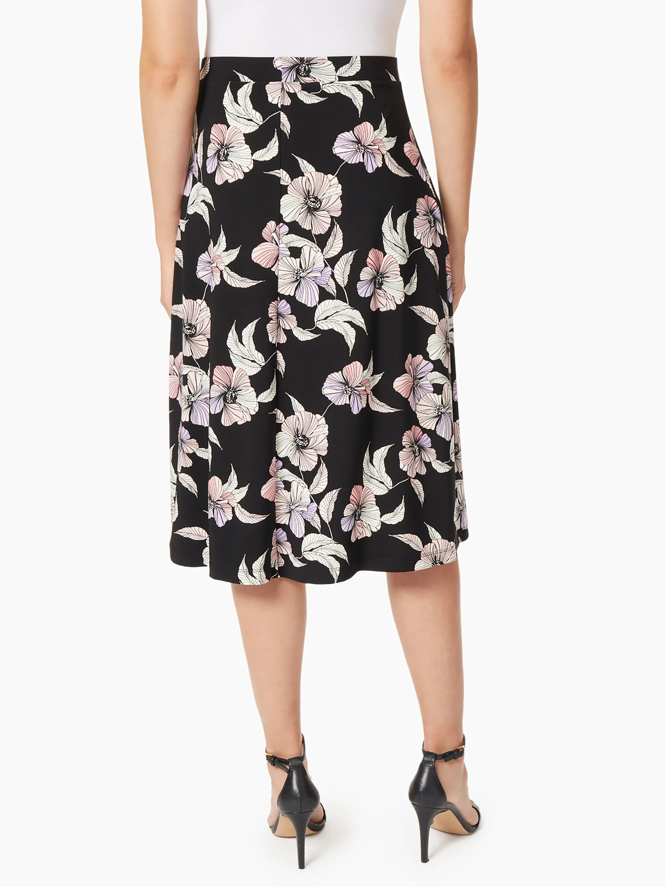 A-Line Jersey Knit Midi Skirt