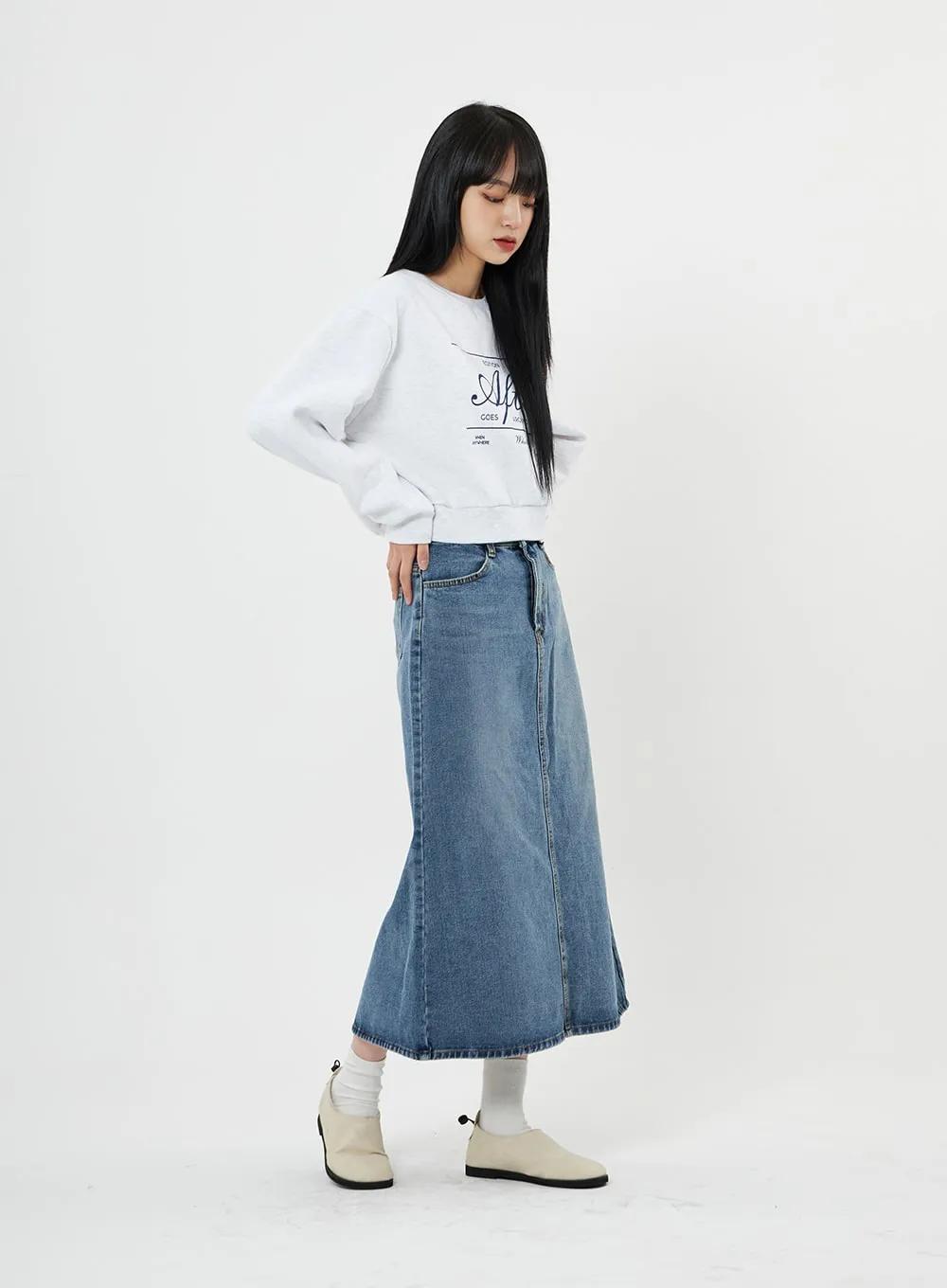 A-Line Long Denim Skirt BN08