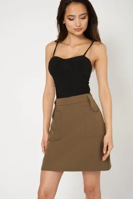 A-Line Skirt With Snapped Front Pockets Ex-Branded Available In Plus Sizes