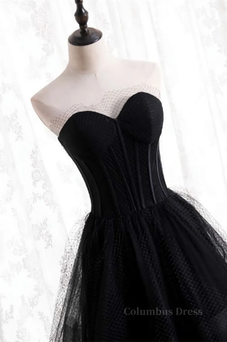 A-line Strapless Tulle Long Formal Dress with Multi Flares Boning