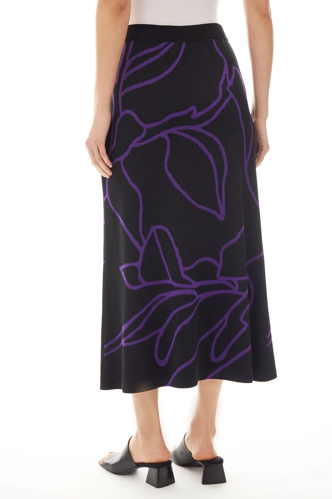 Abstract Floral Soft Knit A-Line Skirt