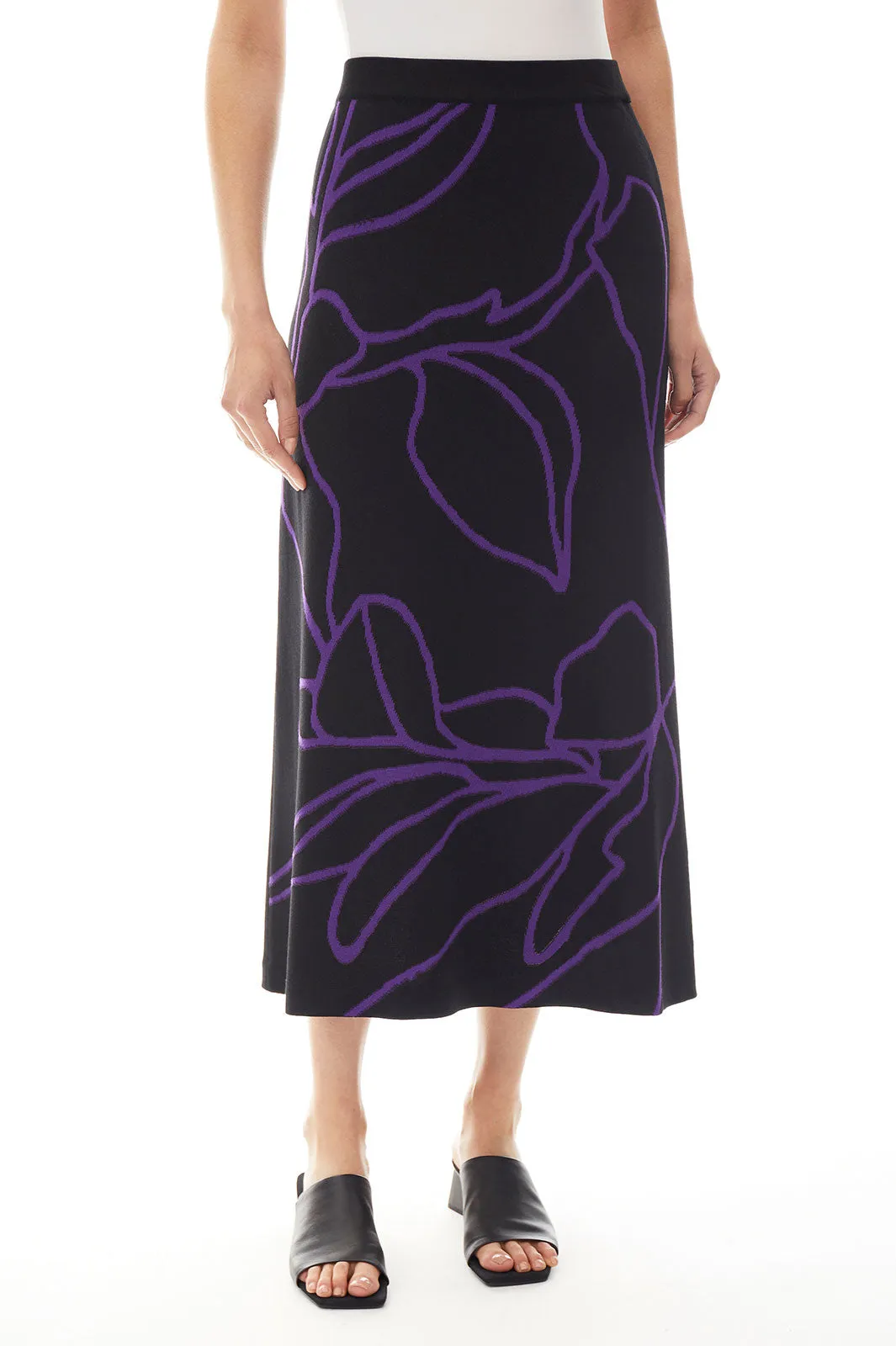 Abstract Floral Soft Knit A-Line Skirt