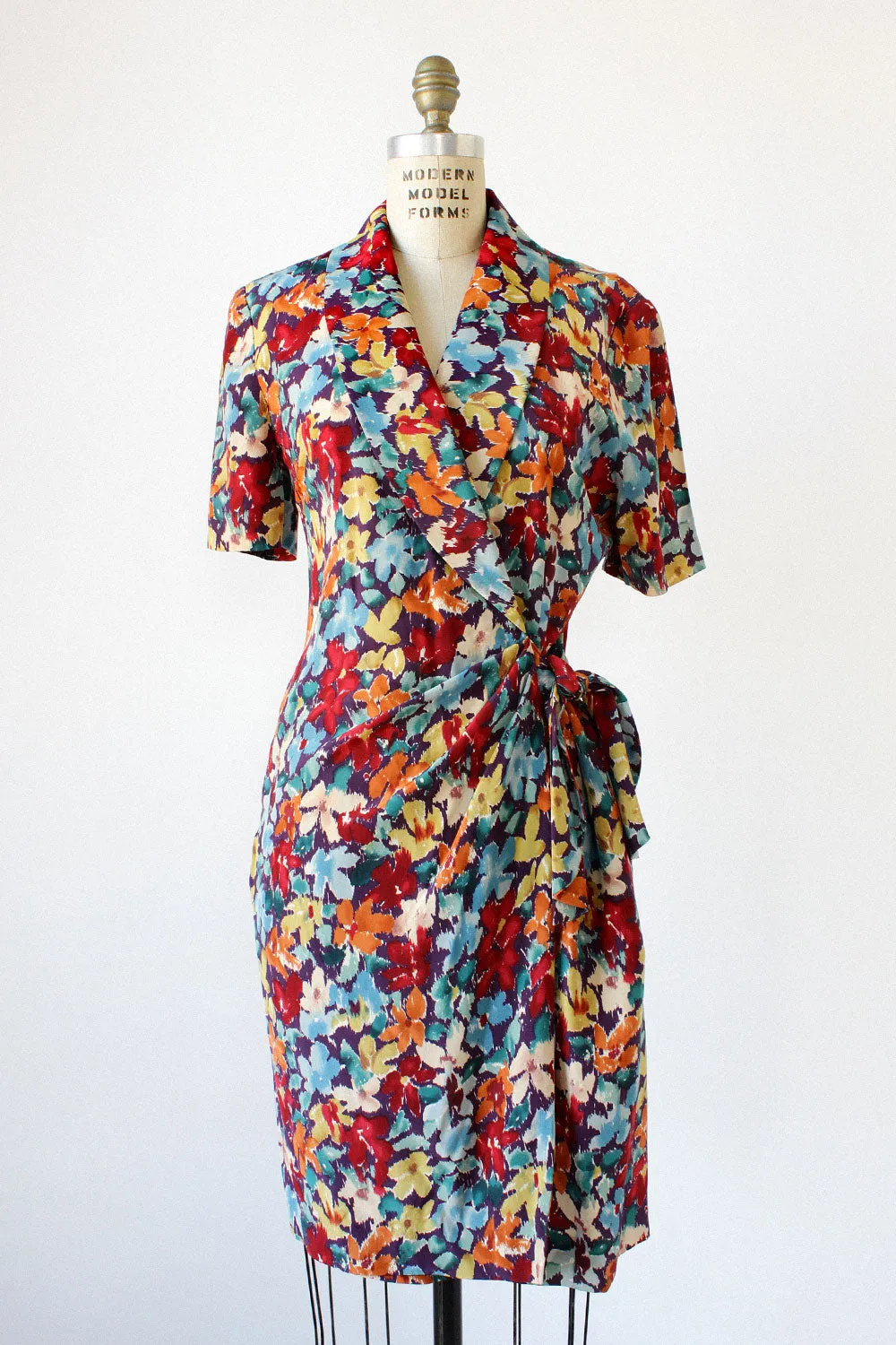 Adrianna Silk Floral Wrap Dress S/M