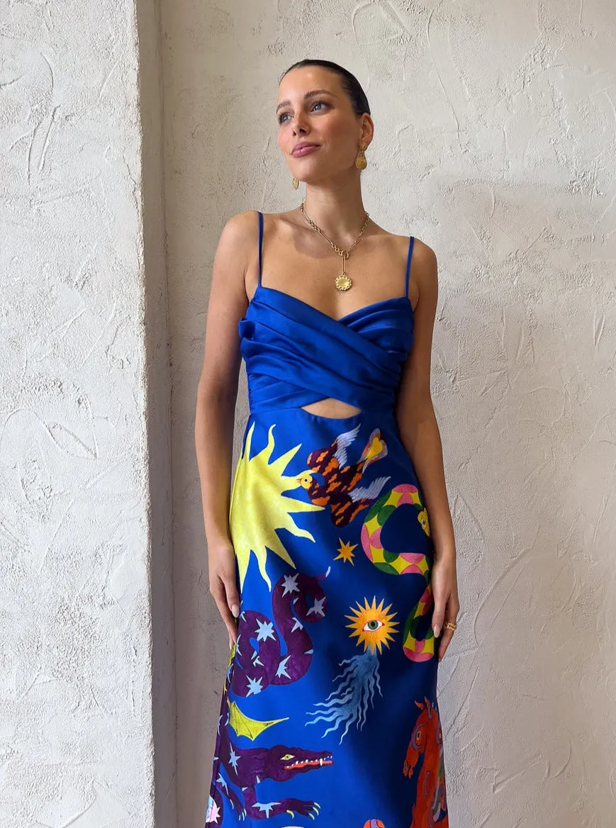 Alemais Guardian Midi Dress in Azure/Multi