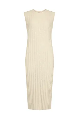 ALIGN RIB KNIT DRESS- OFF WHITE