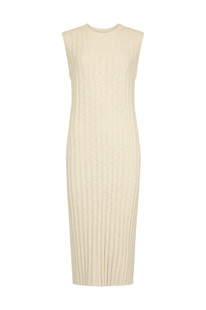 ALIGN RIB KNIT DRESS- OFF WHITE