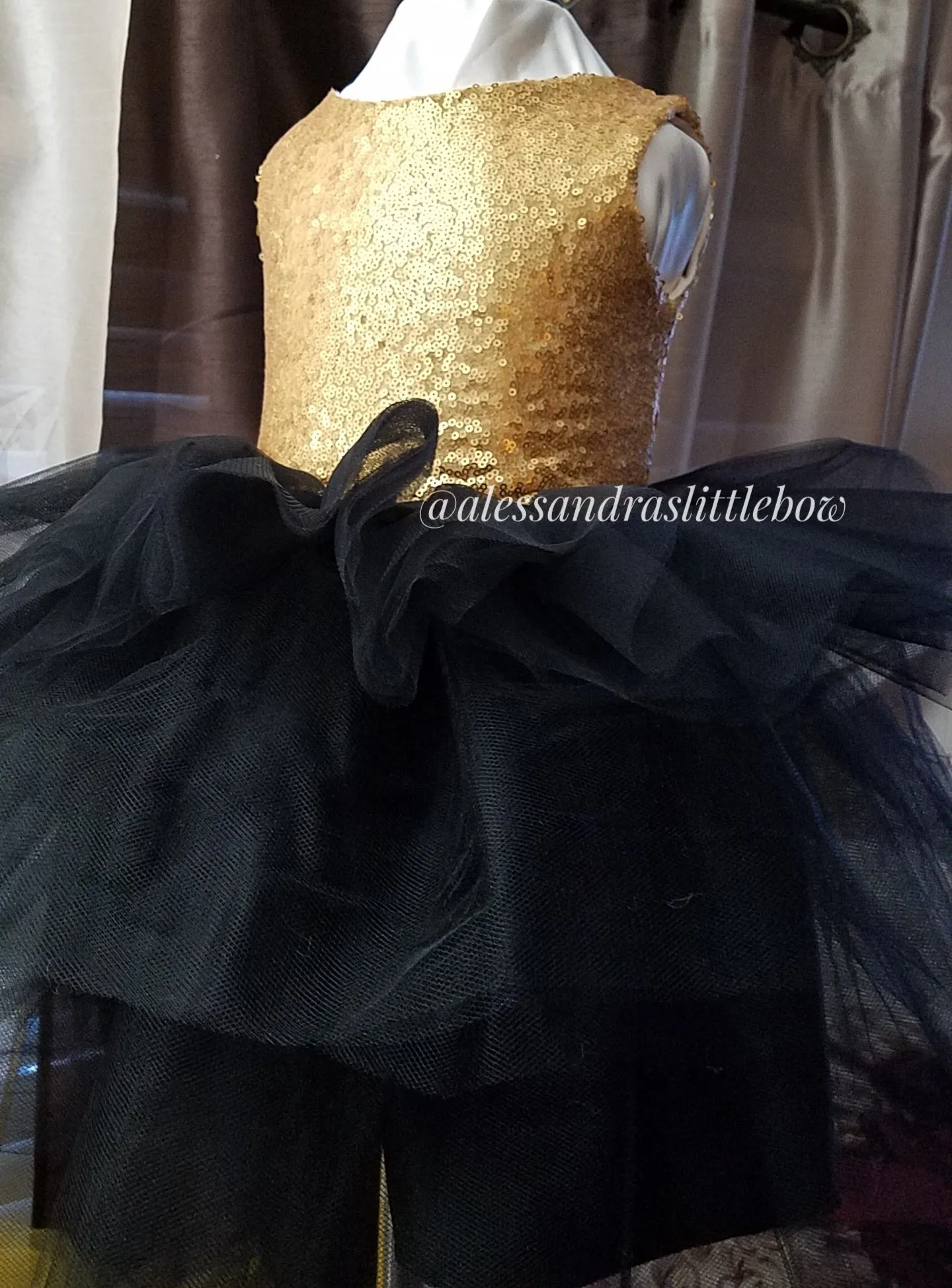 Stunning Black and Gold Sequin Allyson Dress