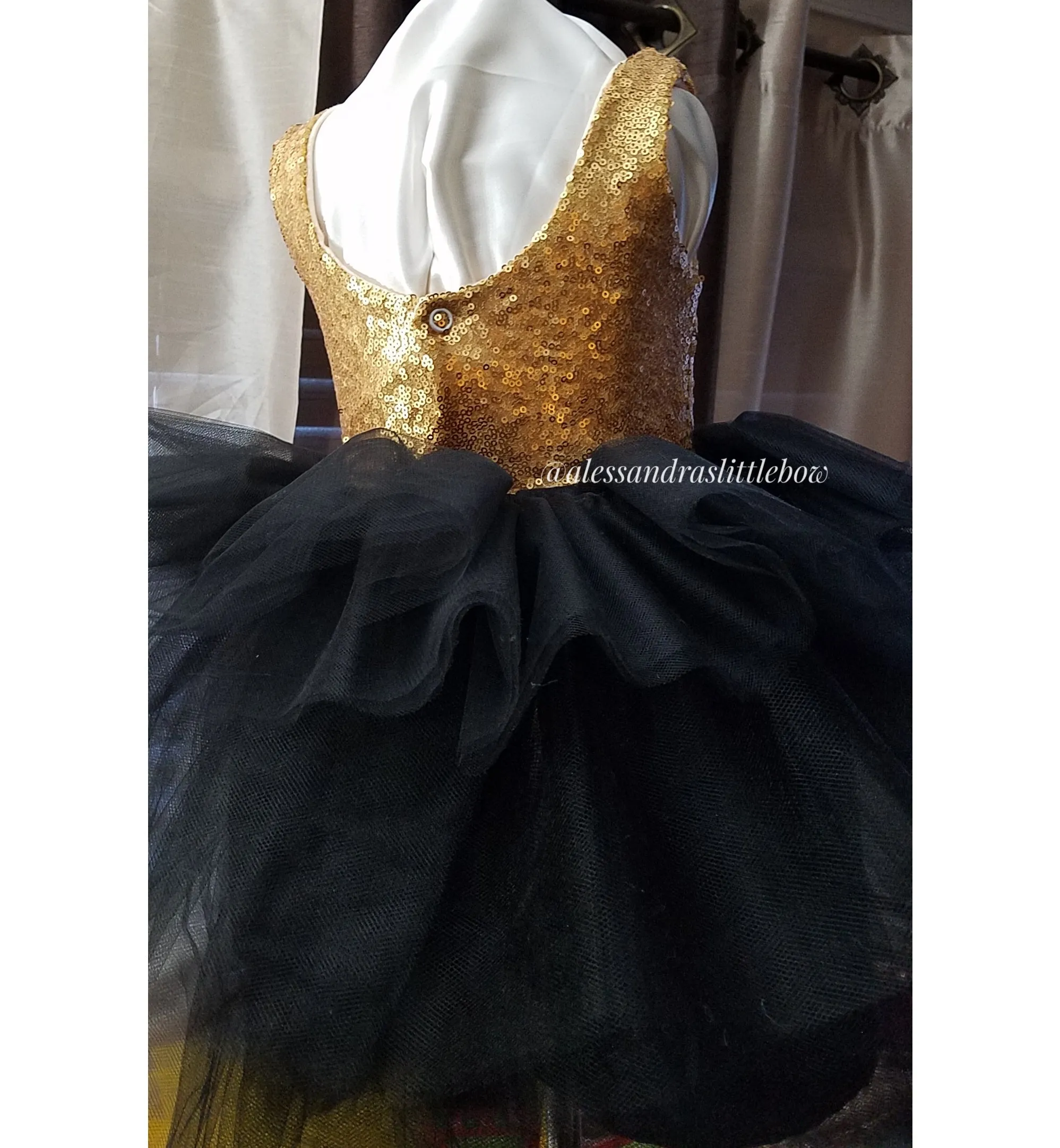 Stunning Black and Gold Sequin Allyson Dress