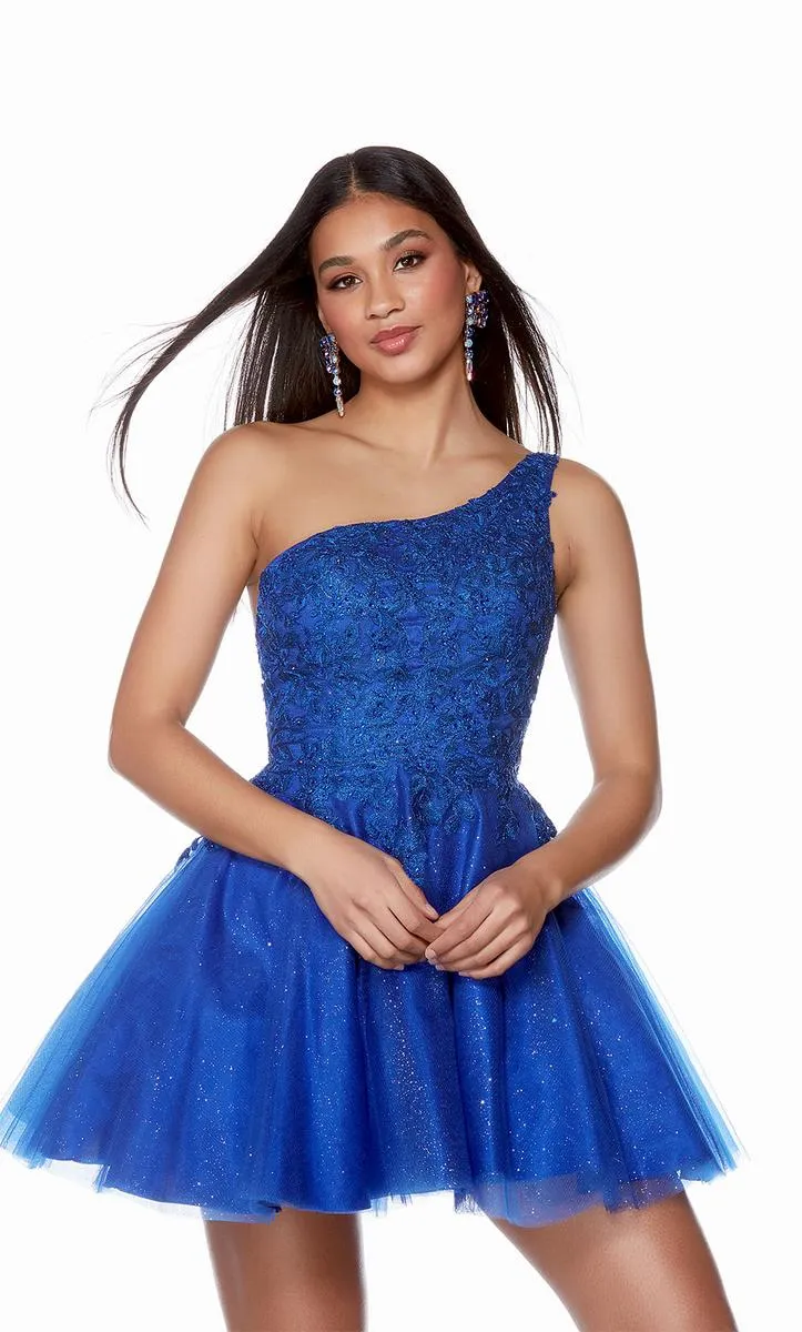 Alyce Paris A-Line One Shoulder Homecoming Dress 3150