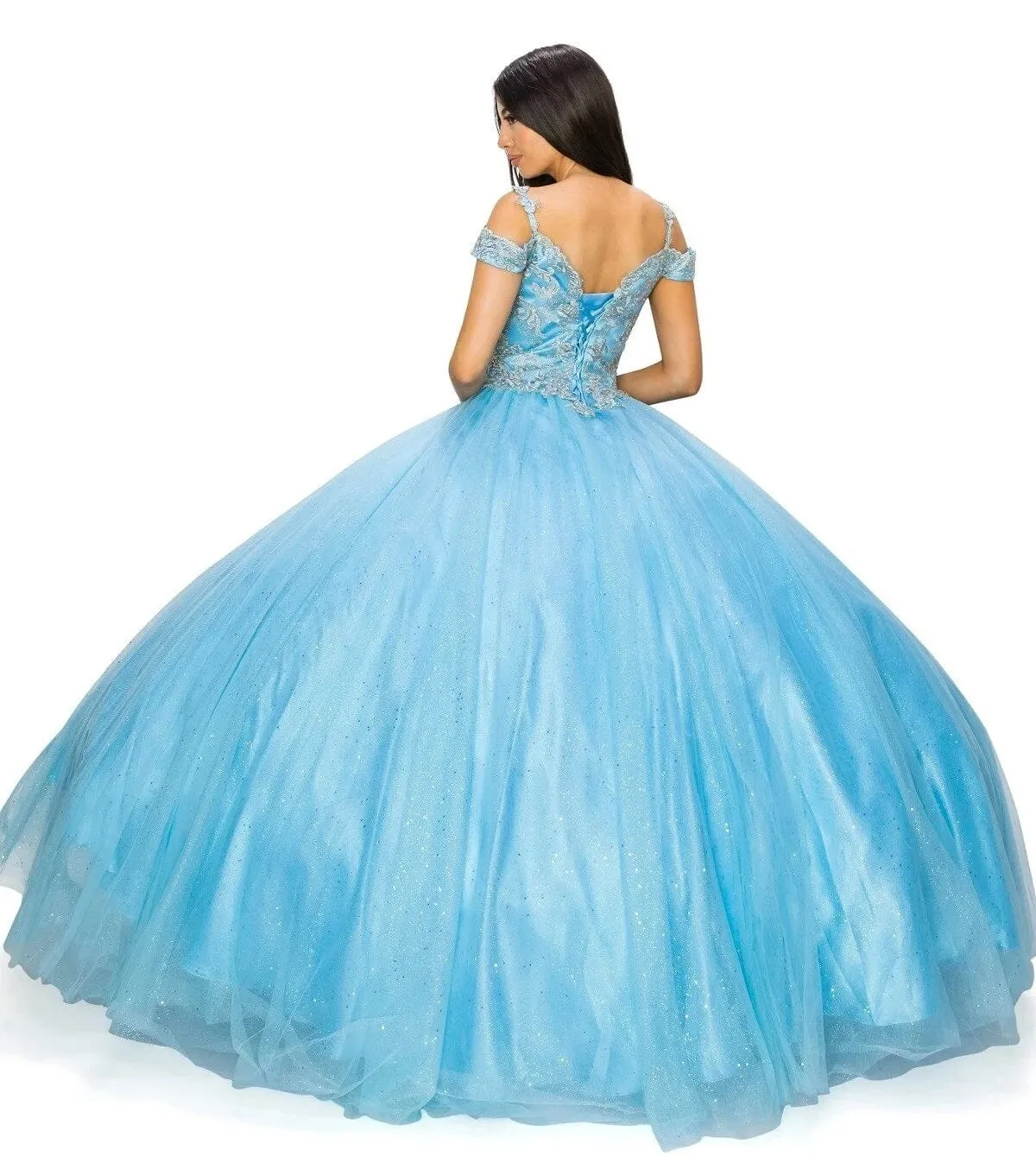 Applique Cold Shoulder Ball Gown by Cinderella Couture 8028J