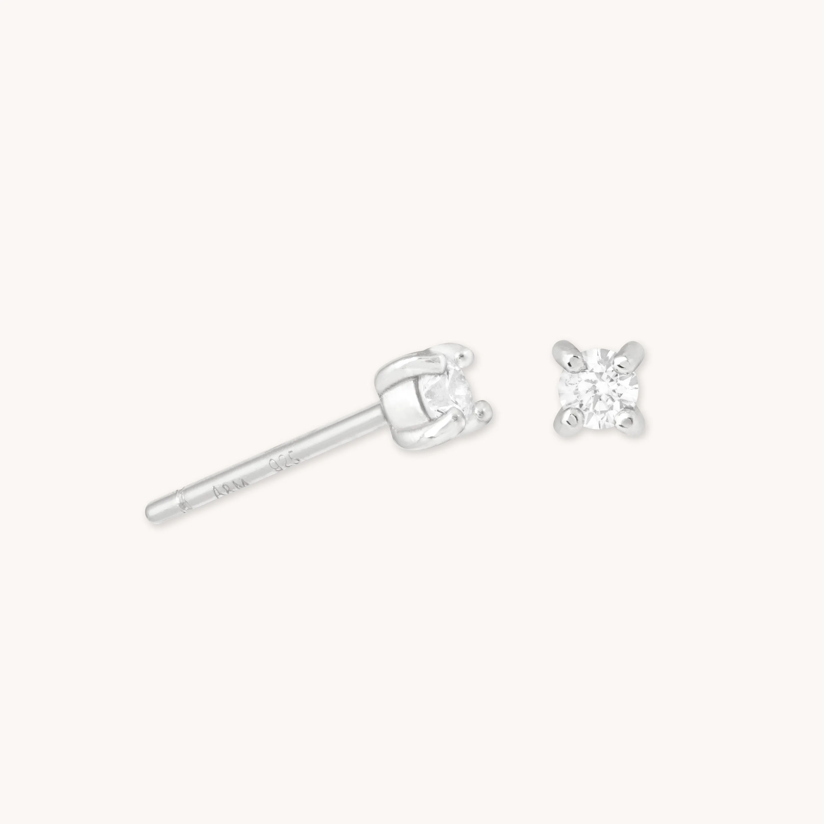 April Birthstone Stud Earrings in Silver with Clear CZ