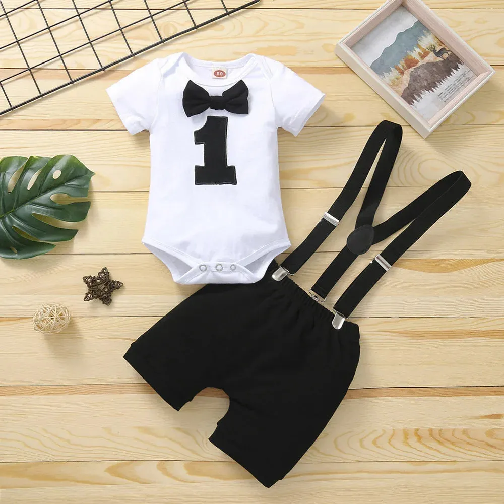 Baby Boy Birthday 1 Short Suspender Outfit Sets