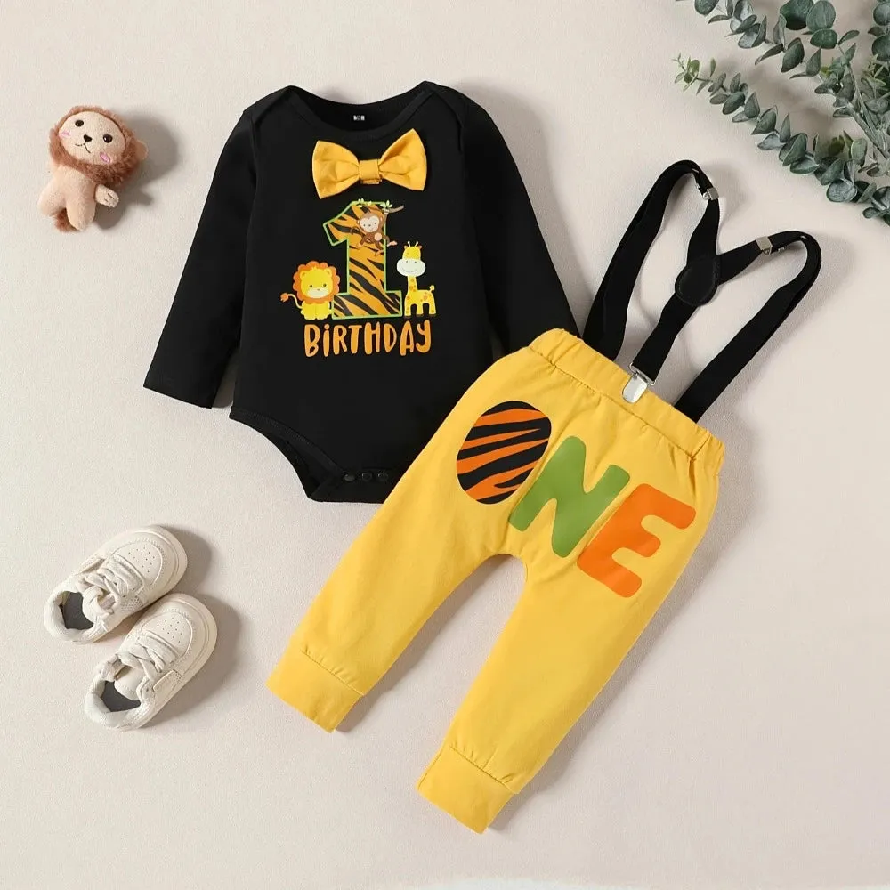 Baby Boy Birthday 1 Short Suspender Outfit Sets