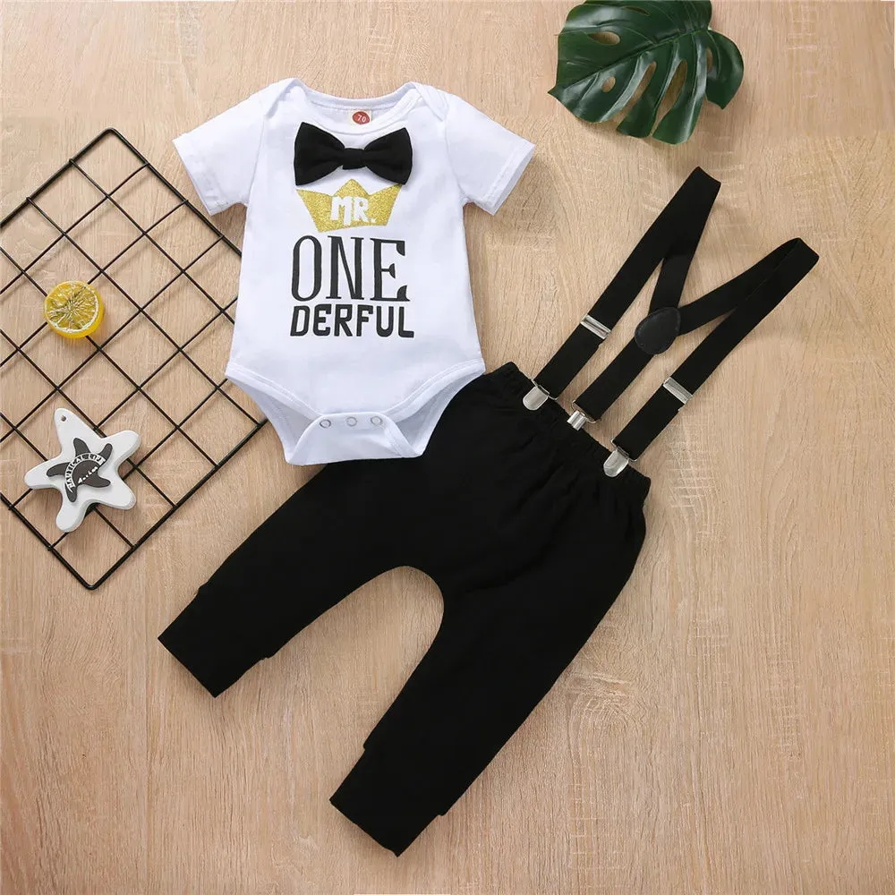 Baby Boy Birthday 1 Short Suspender Outfit Sets