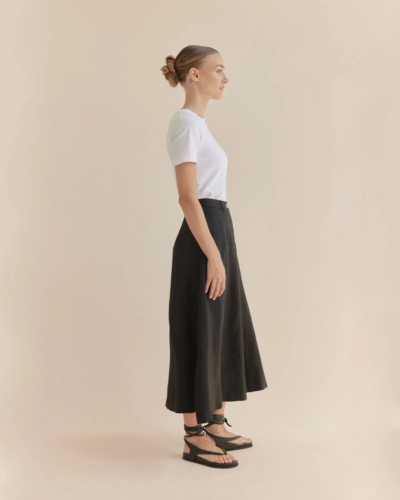 Barossa Linen Skirt - Black