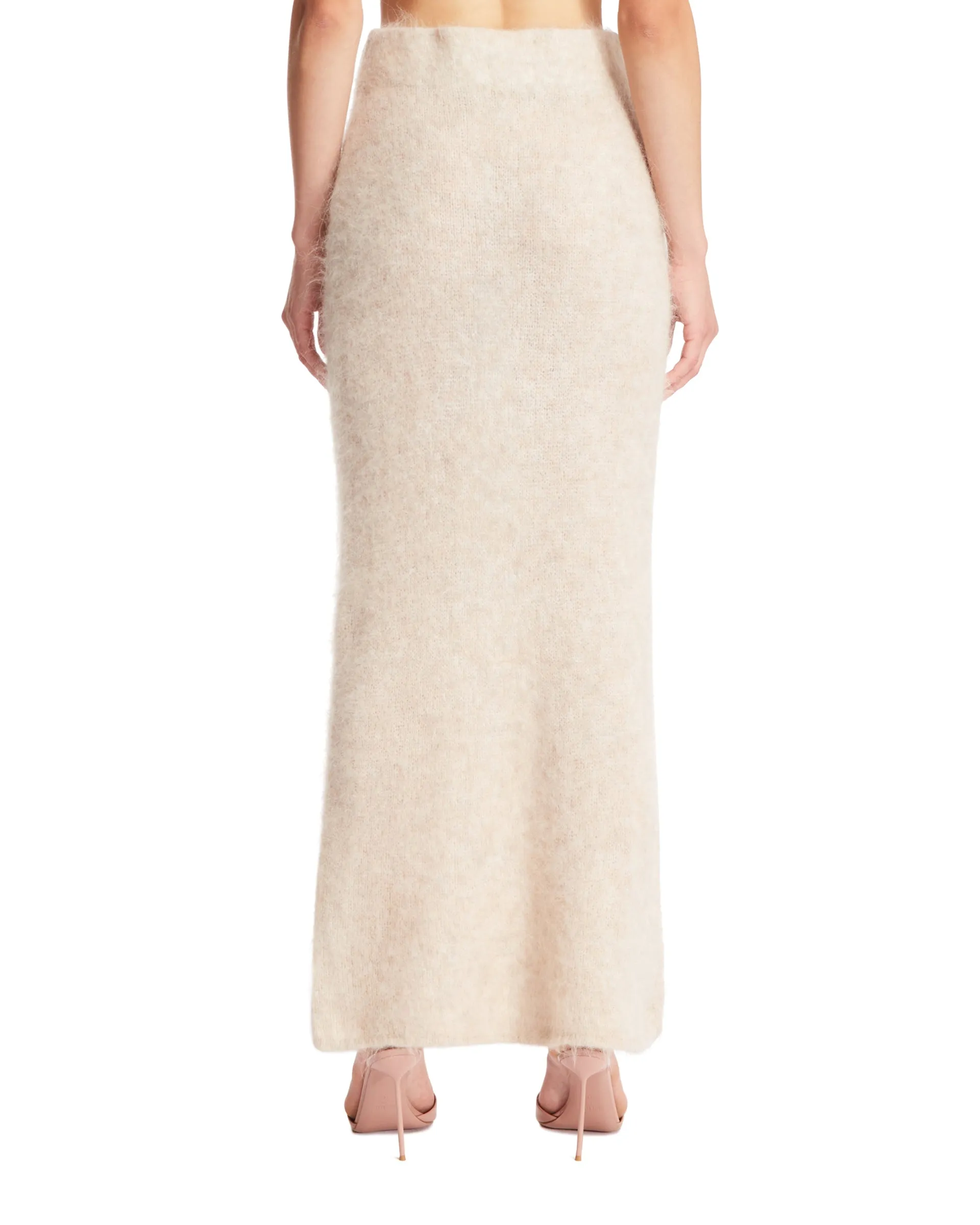 Beige Alpaca Long Skirt