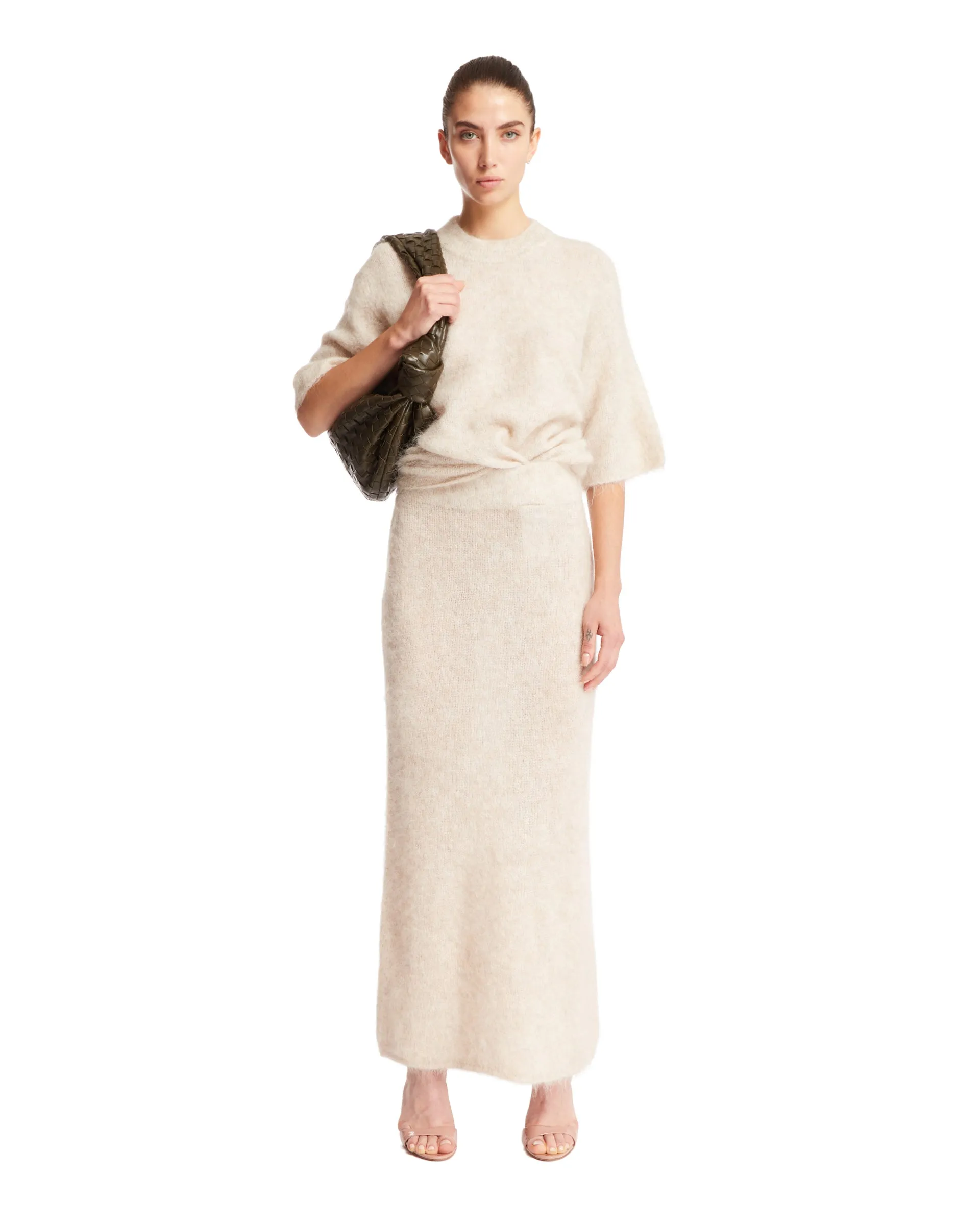 Beige Alpaca Long Skirt