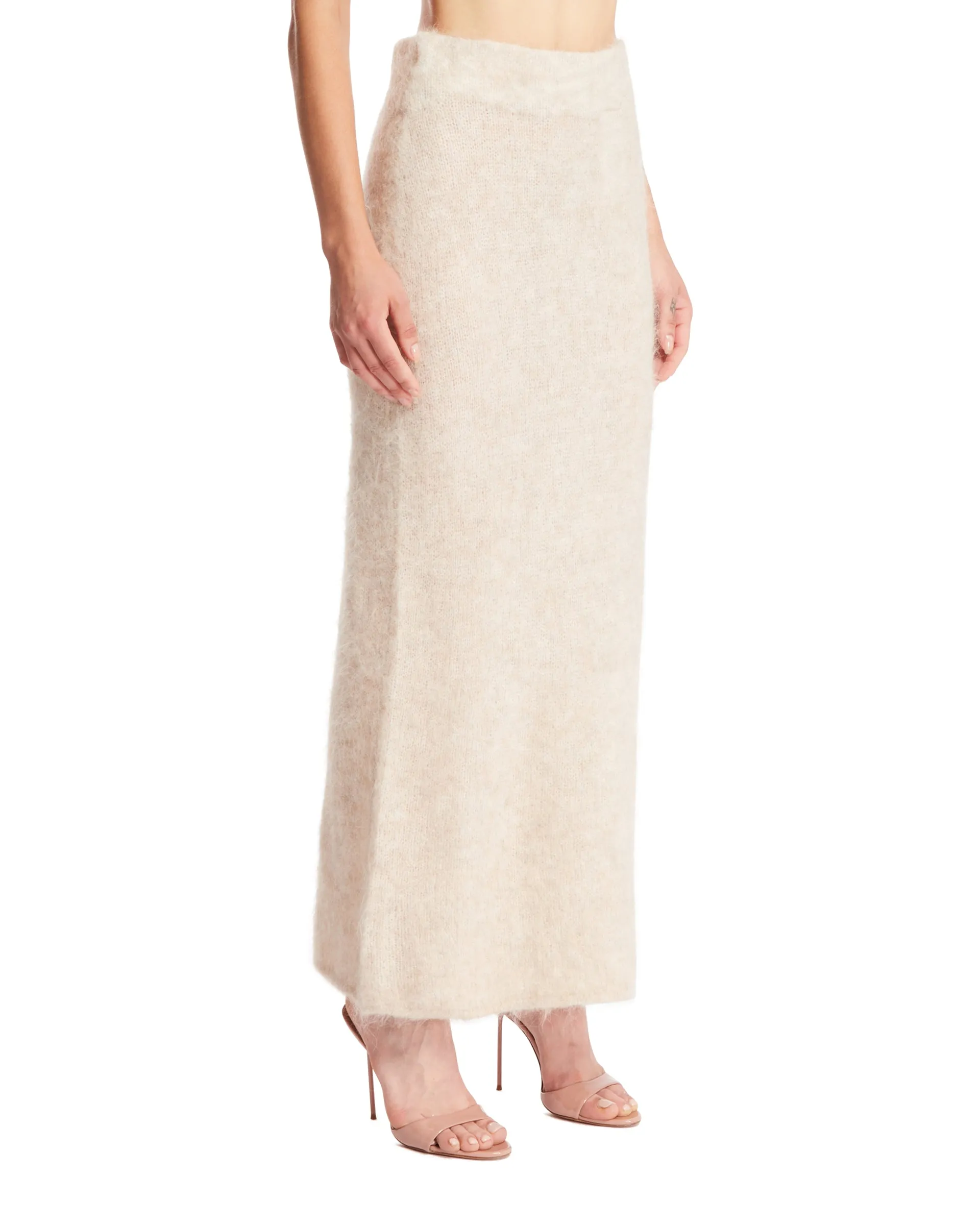 Beige Alpaca Long Skirt