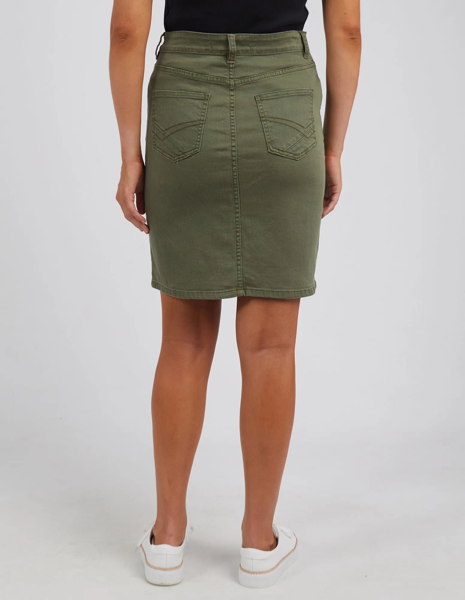 Belle Denim Skirt Washed Khaki