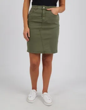 Belle Denim Skirt Washed Khaki