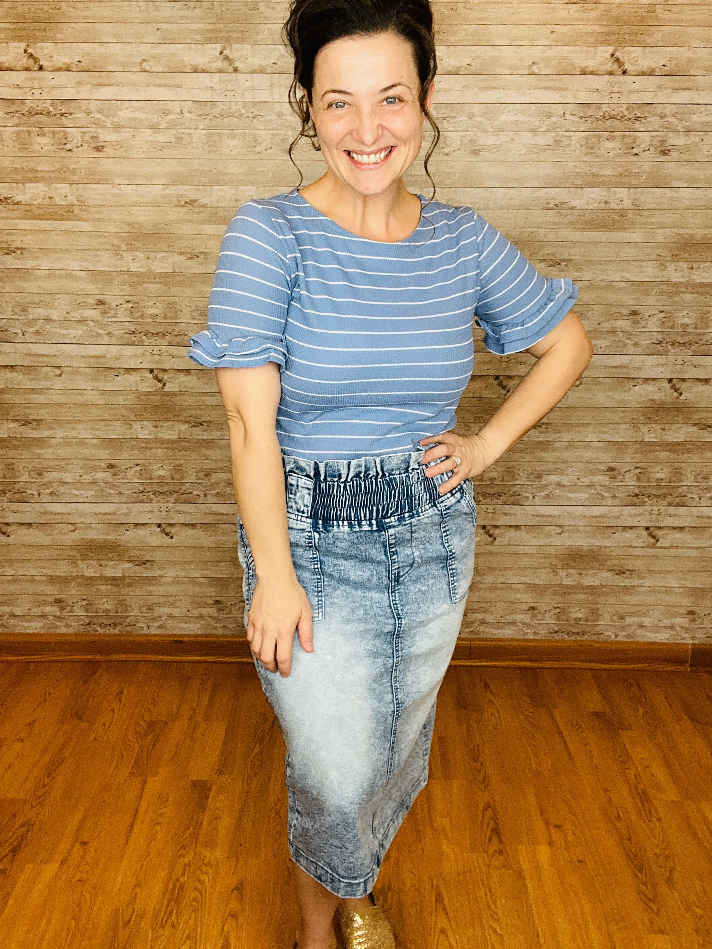 'Belted & Ready" Mineral Wash Jean Skirt