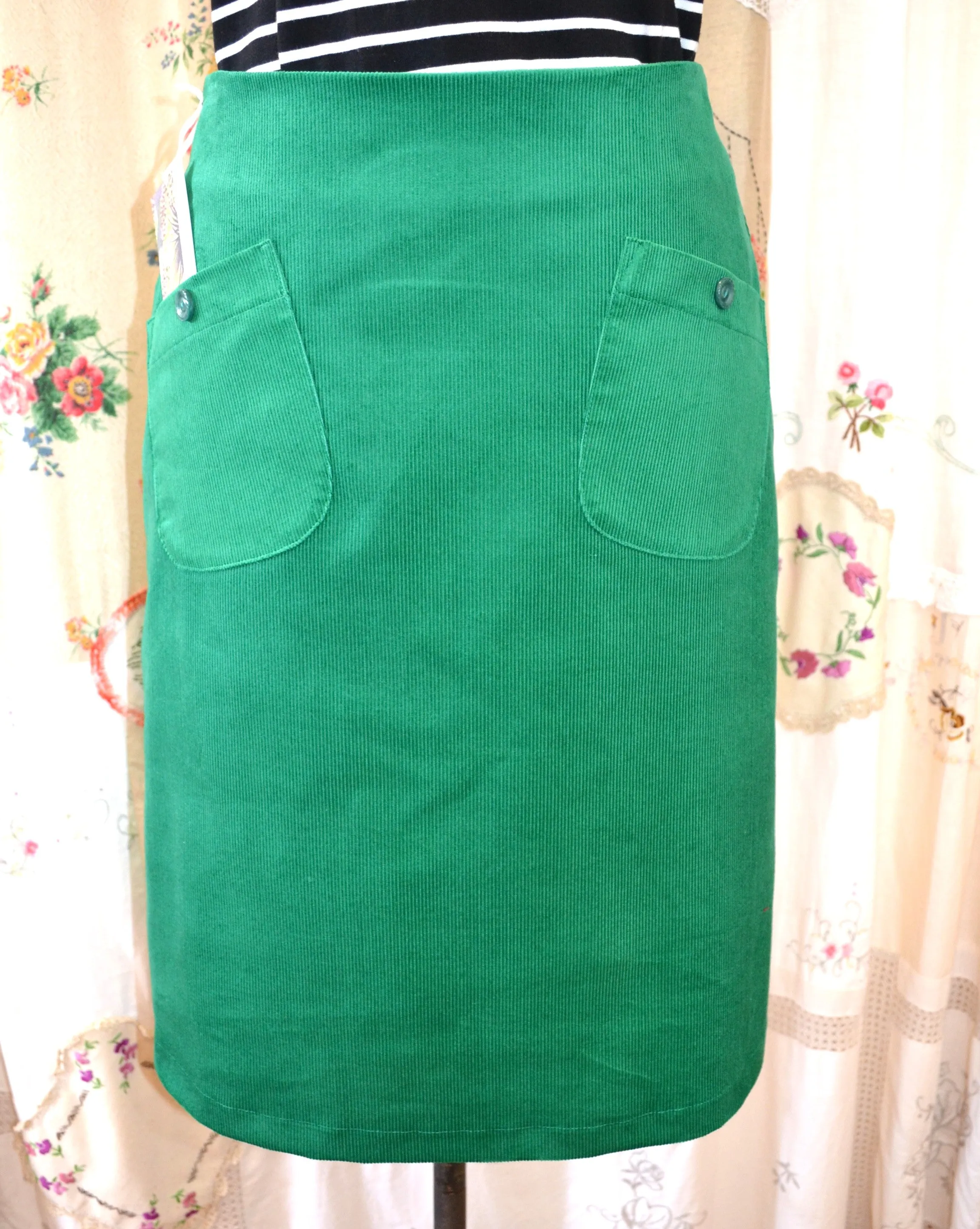 Berserk  Emerald Green corduroy pocket skirt with lining