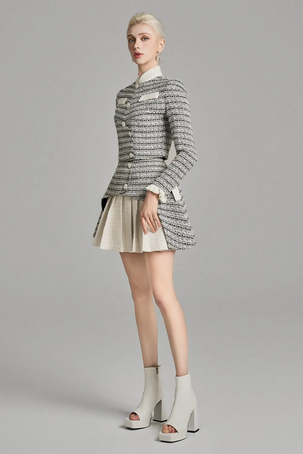 Bexley A-line Pleated Tweed Mini Skirt