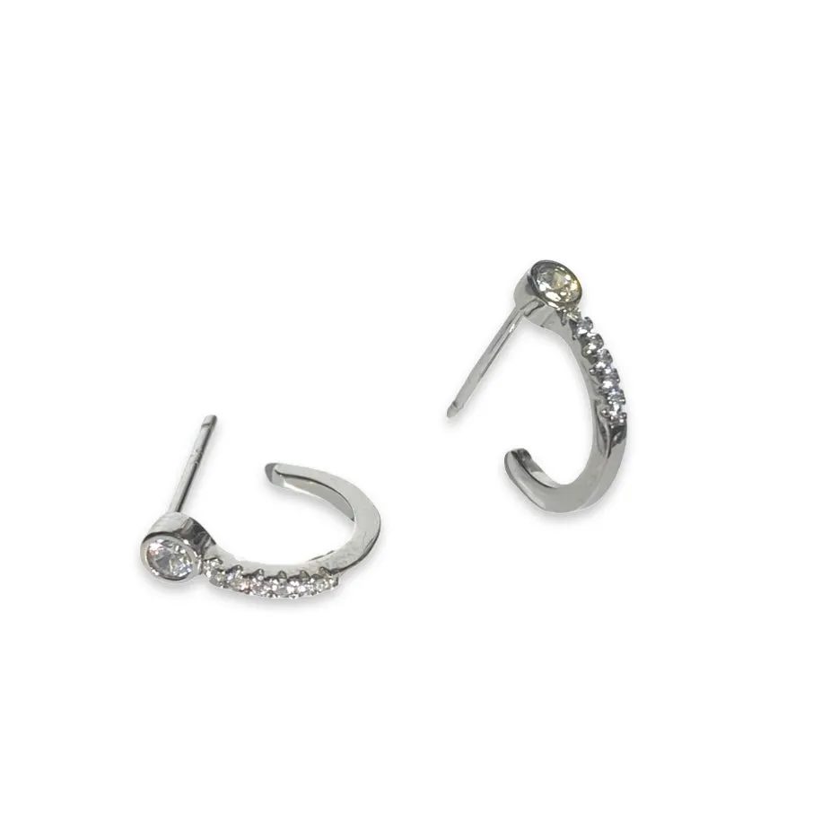 Bezel Half Sparkle Hoops