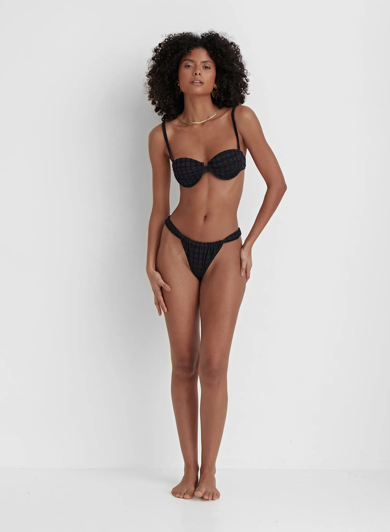 Black Crochet Underwired Cupped Bikini Top- Arles