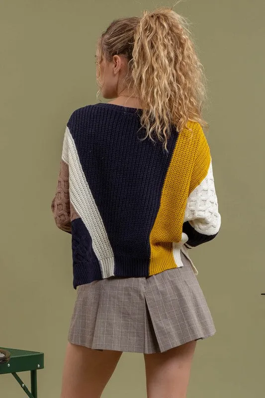 BLAIR COLORBLOCK CABLEKNIT SWEATER