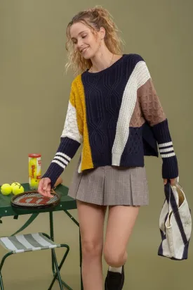 BLAIR COLORBLOCK CABLEKNIT SWEATER