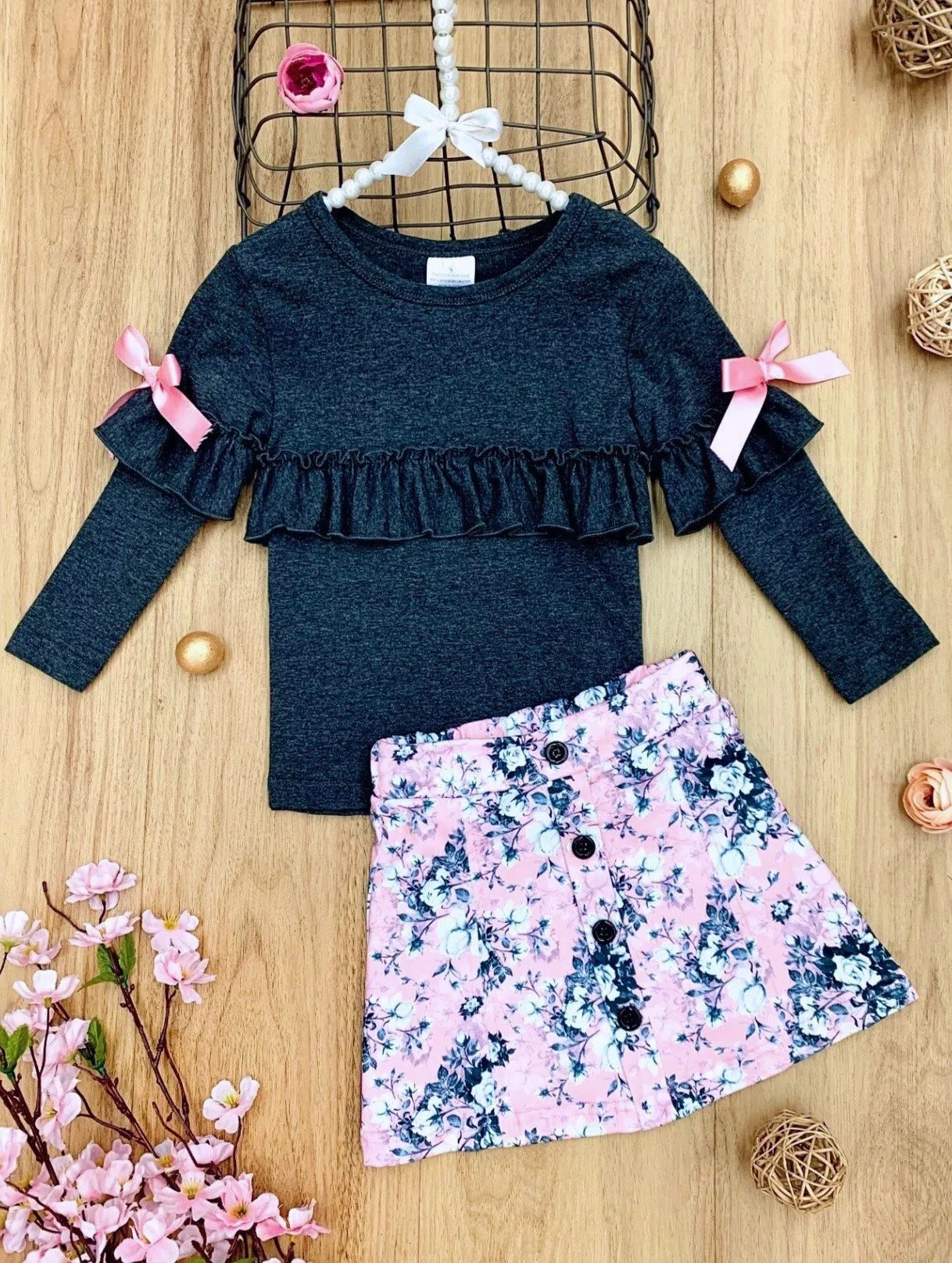 Blossom Buttoned Skirt Set