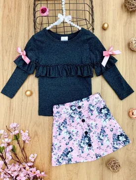 Blossom Buttoned Skirt Set